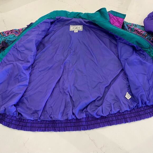 Vintage 1980s J Gallery Purple and Green Light Jacket‎ Size Medium - Picture 3 of 12